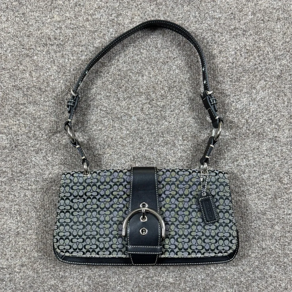 VTG Y2K Coach 7075 Kelly SoHo Signature Satchel Shoulder Bag Buckle Flap Closure